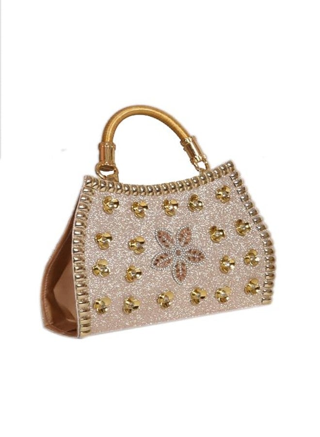 SuneshCreation Beaded Wedding Clutch for Ladies, Premium Silk Fabric Purse for Women (Copper) - Image 4